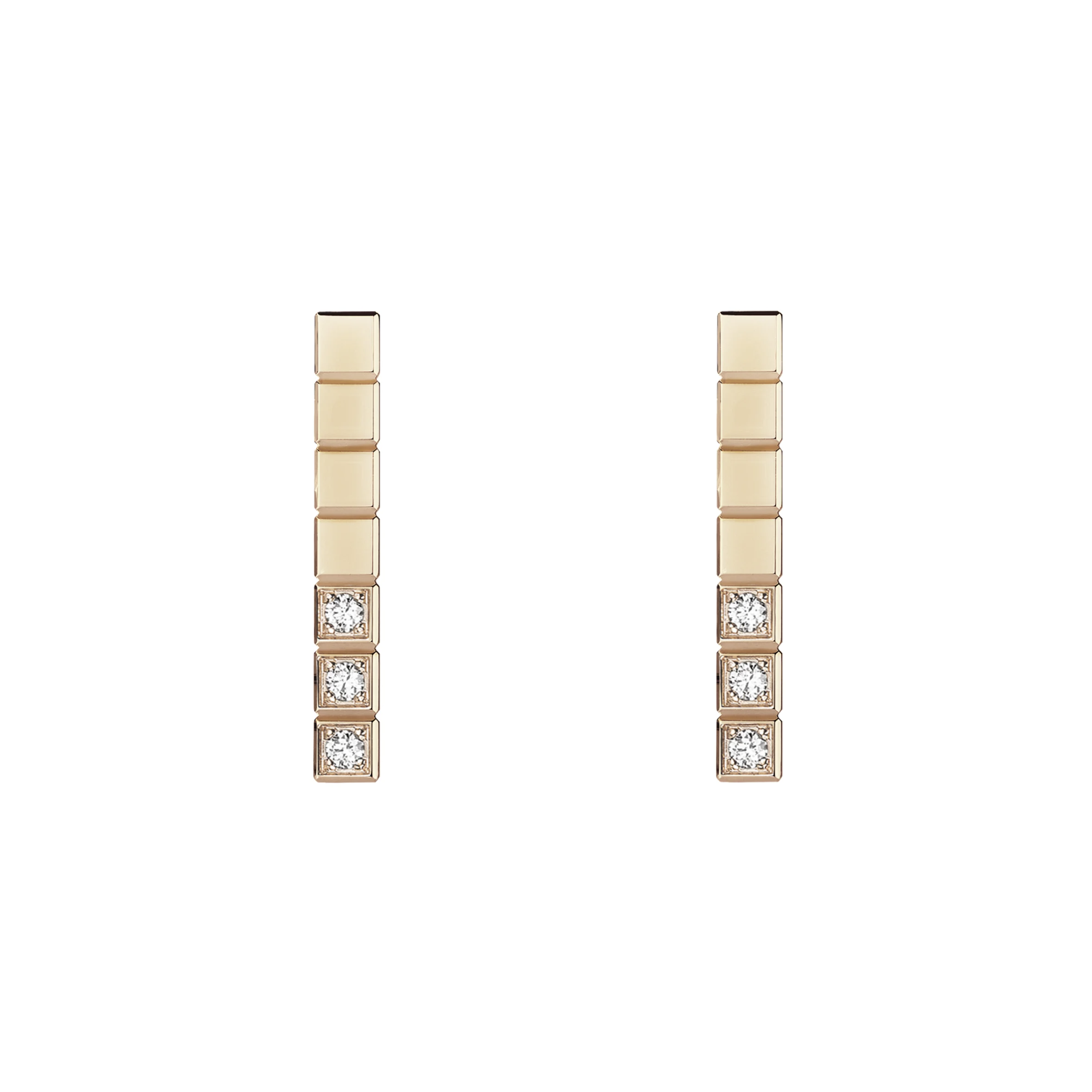 Chopard Ice Cube Pink Gold Diamonds Earrings