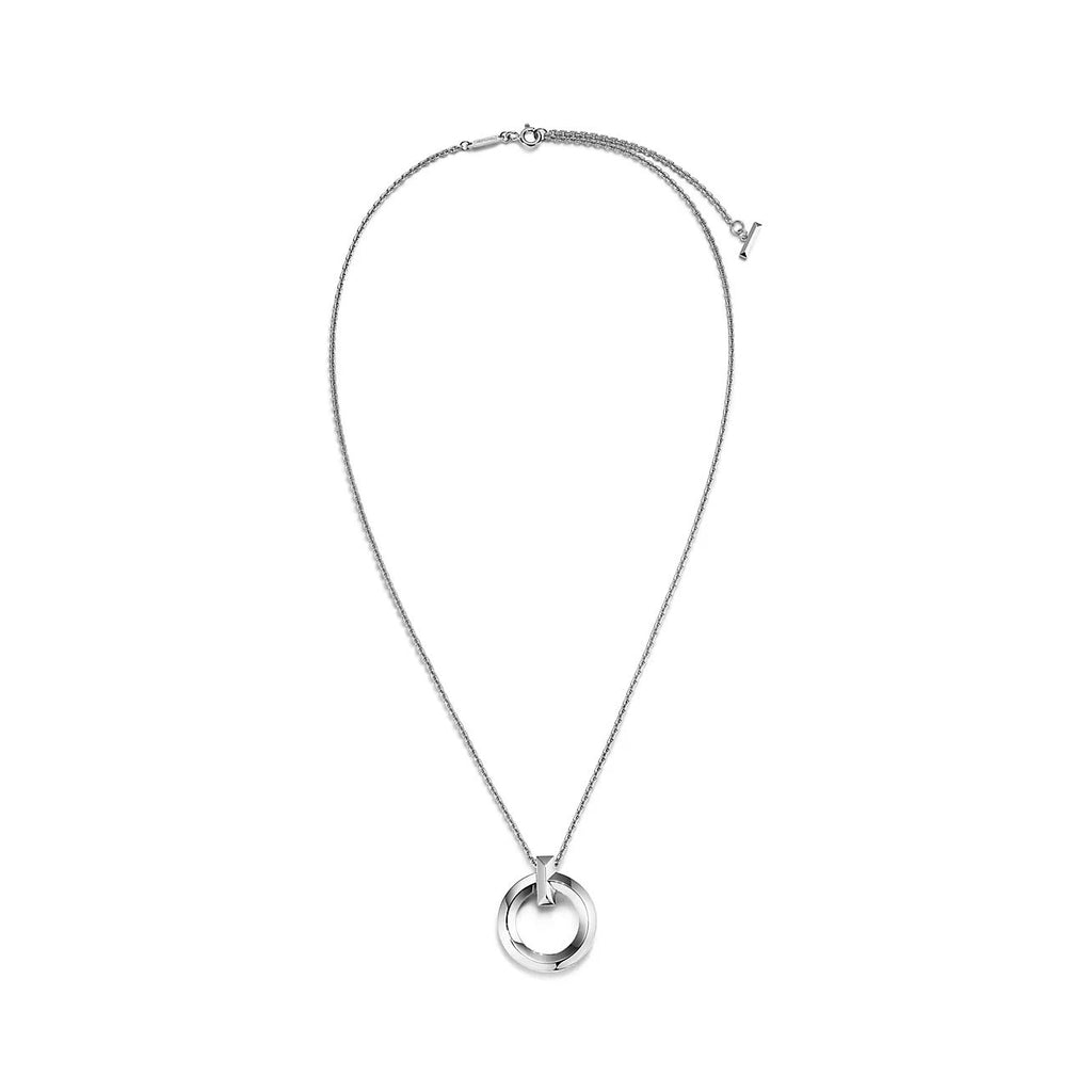 Tiffany T Circle Pendent Silver Necklace