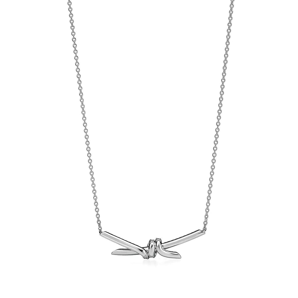 Tiffany Knot Pendant Silver Cubic Zirconia Necklace