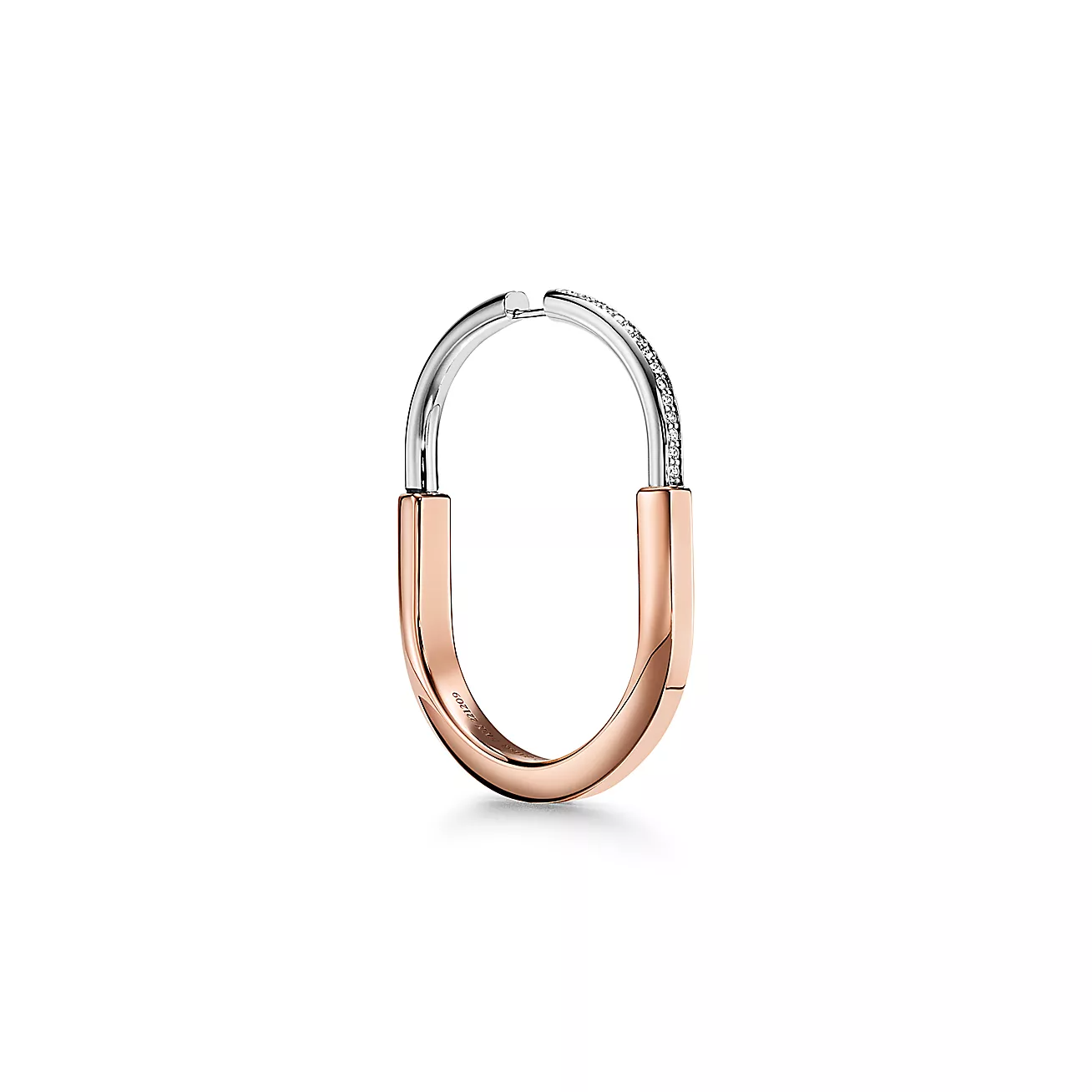 Tiffany Lock Earrings Rose and White Gold Diamonds Extra Large