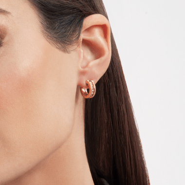 Bvlgari Zero 1 Rock Gold Earrings with Studded Spiral and Paved Diamonds