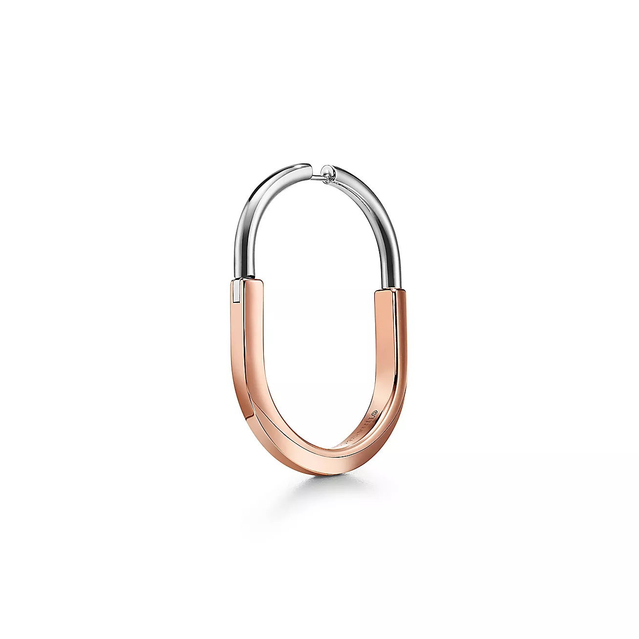 Tiffany Lock Earrings Rose and White Gold Diamonds Extra Large