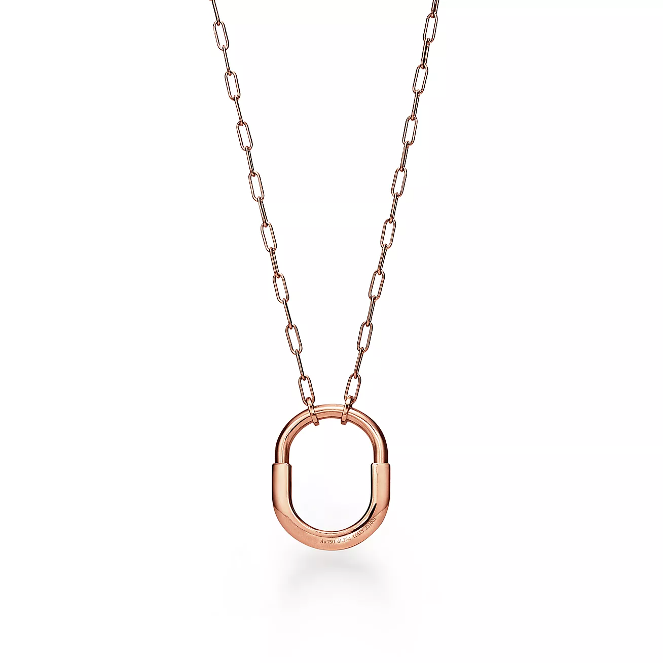 Tiffany Lock Necklace Medium Pendant Pink Gold Paved Cubic Zirconia