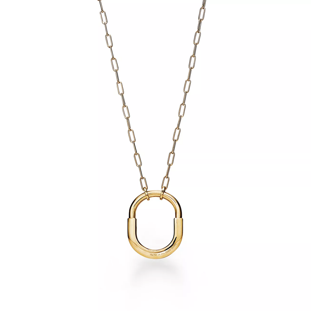 Tiffany Lock Necklace Medium Pendant Gold Paved Cubic Zirconia