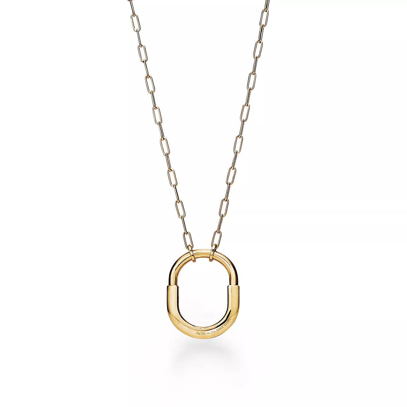 Tiffany Lock Necklace Medium Pendant Gold Paved Cubic Zirconia