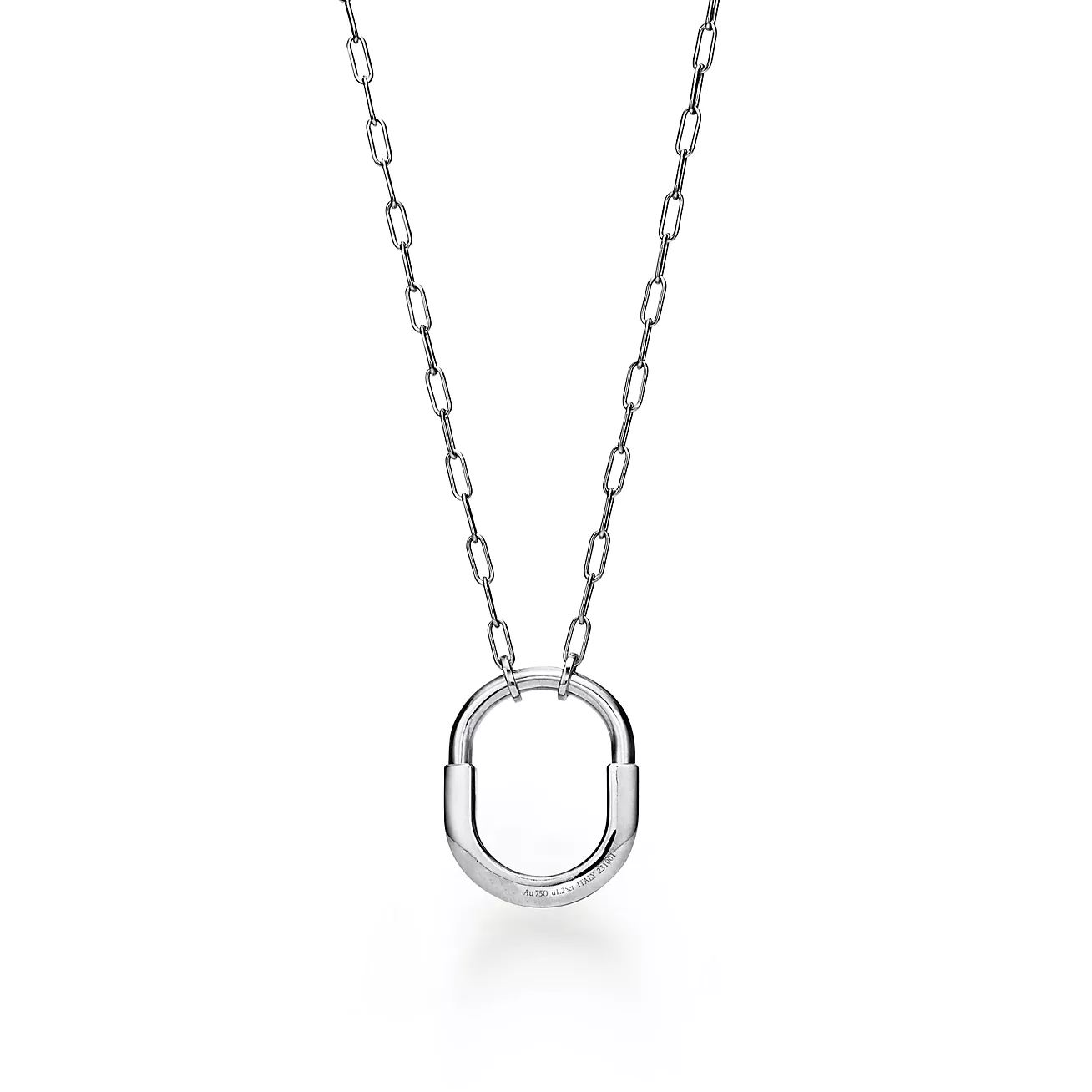 Tiffany Lock Necklace Medium Pendant Silver Paved Cubic Zirconia