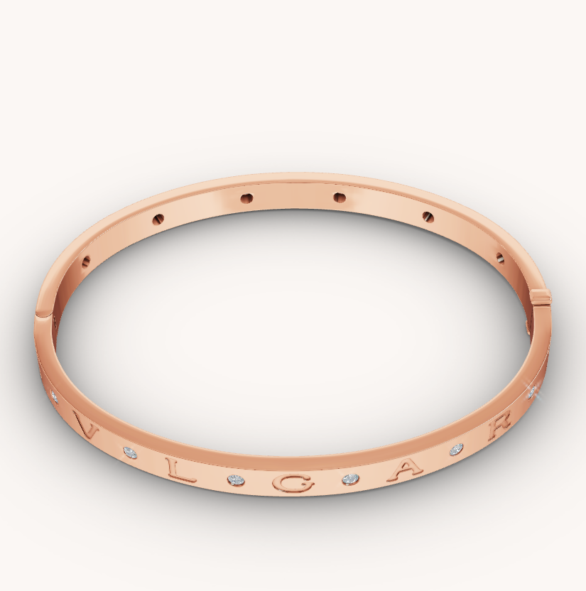 Bvlgari Zero 1 Pink Gold 12 Diamonds Bracelet