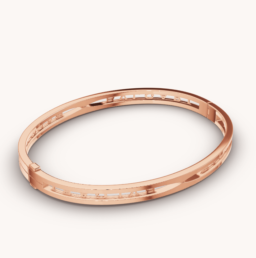 Bvlgari Zero 1 Spiral Logo Pink Gold Bracelet