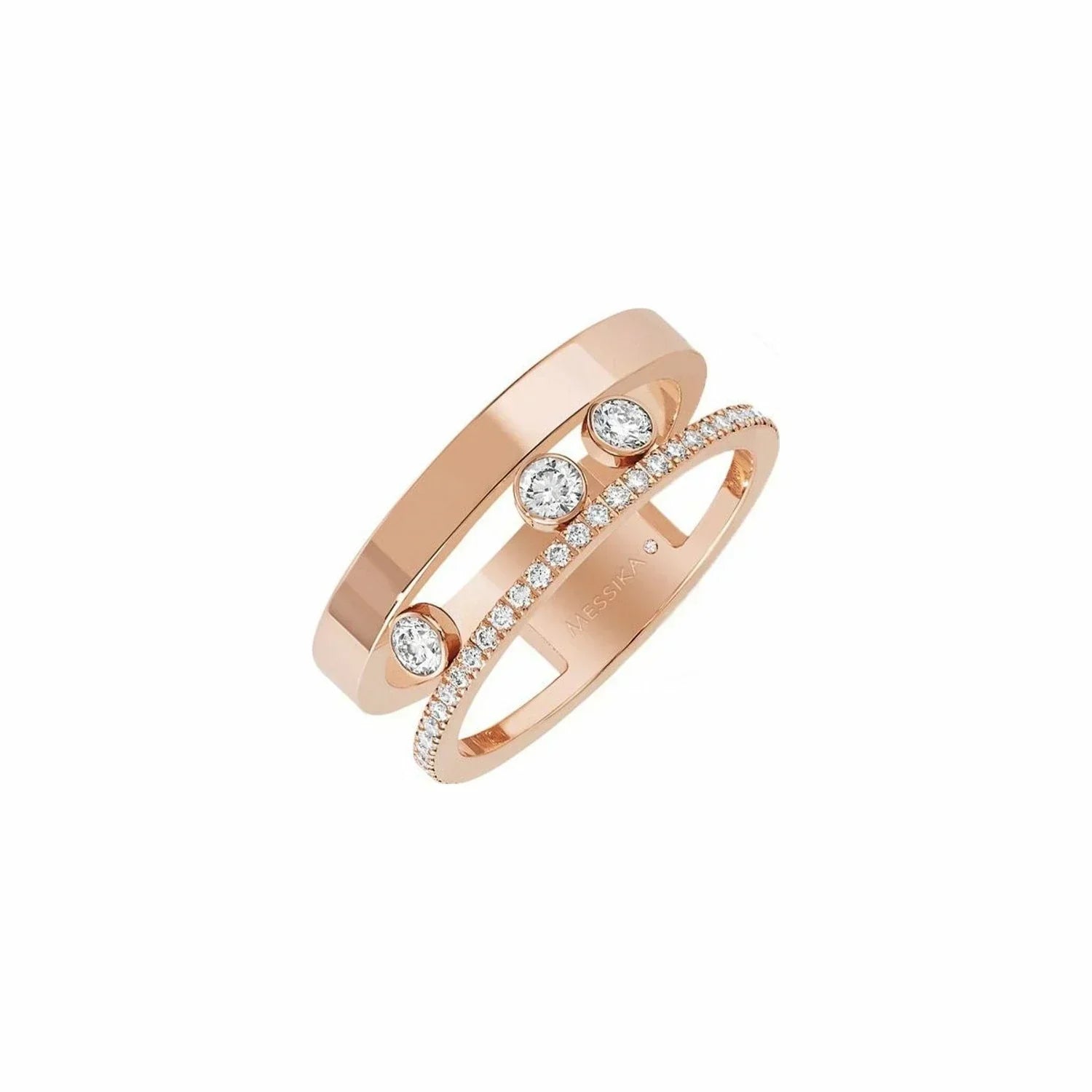 Messika Move Romane Pink Gold and Silver Cubic Zirconia Ring