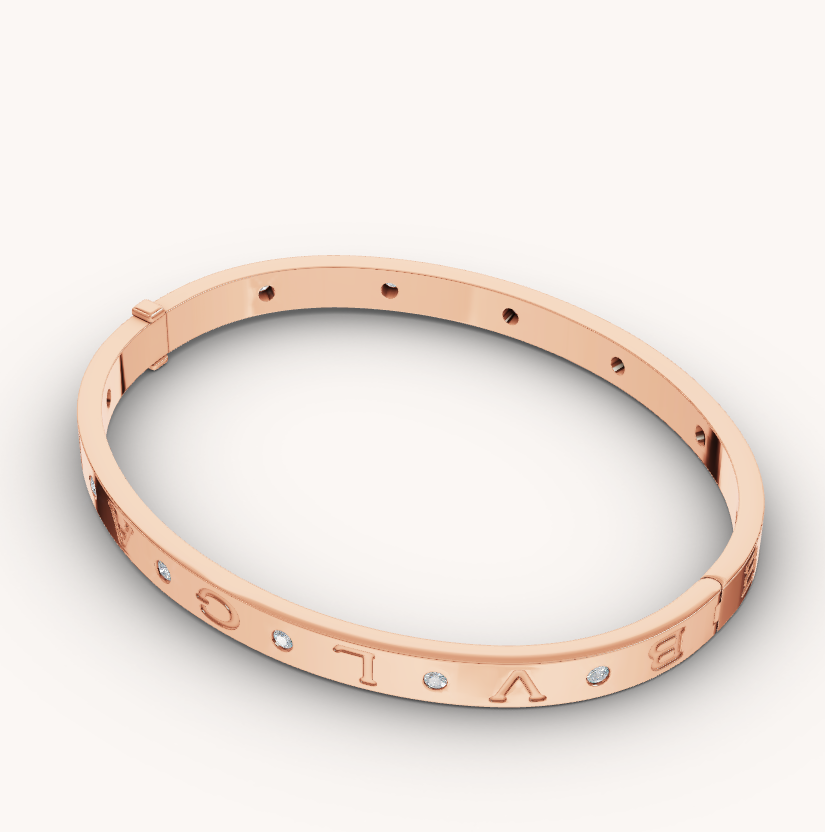Bvlgari Zero 1 Pink Gold 12 Diamonds Bracelet