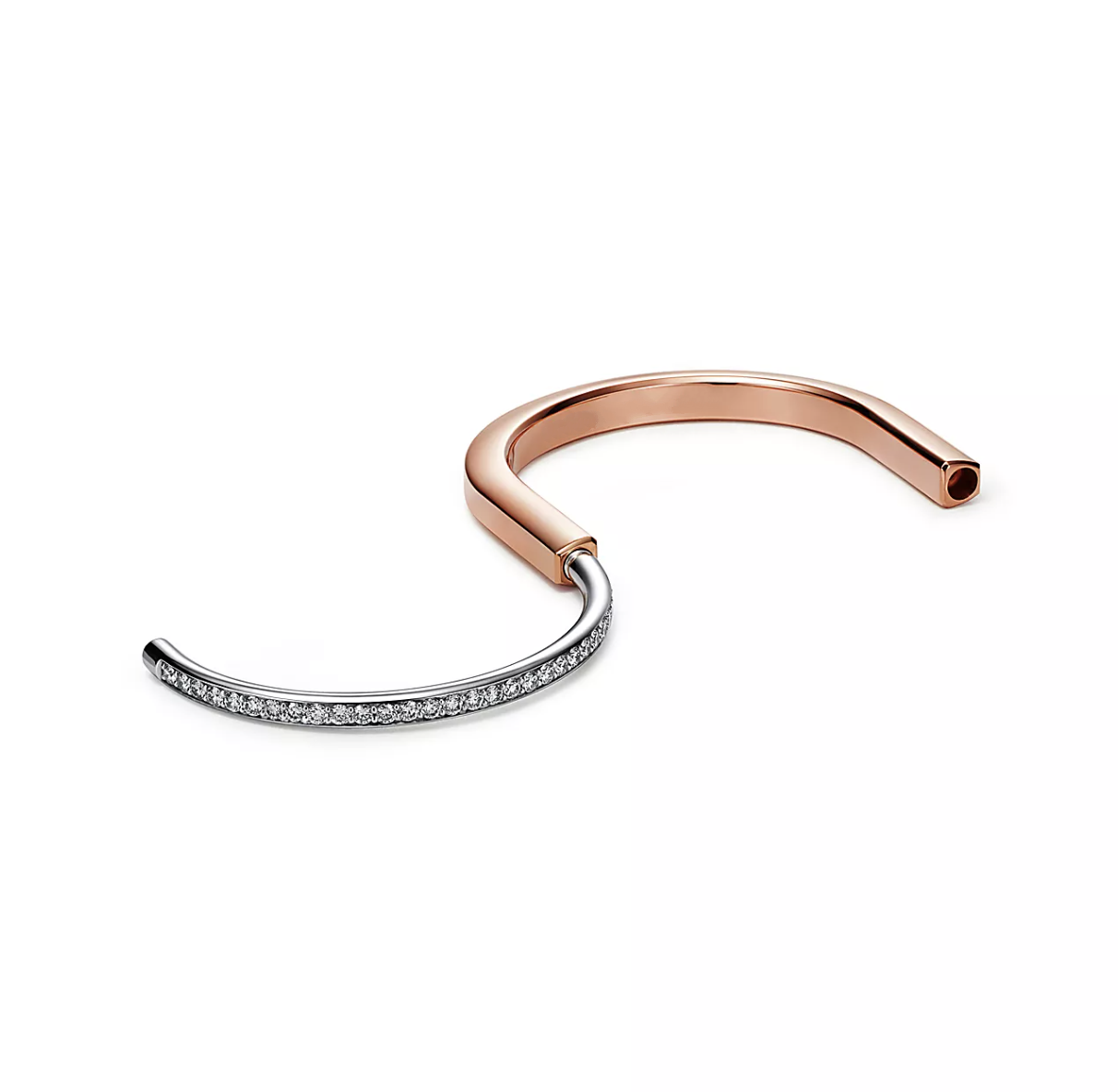 Tiffany Lock Bracelet Rose and White Gold Cubic Zirconia