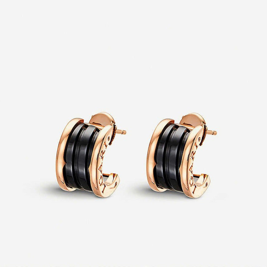 Bvlgari Zero 1 Pink Gold Ceramic Earrings
