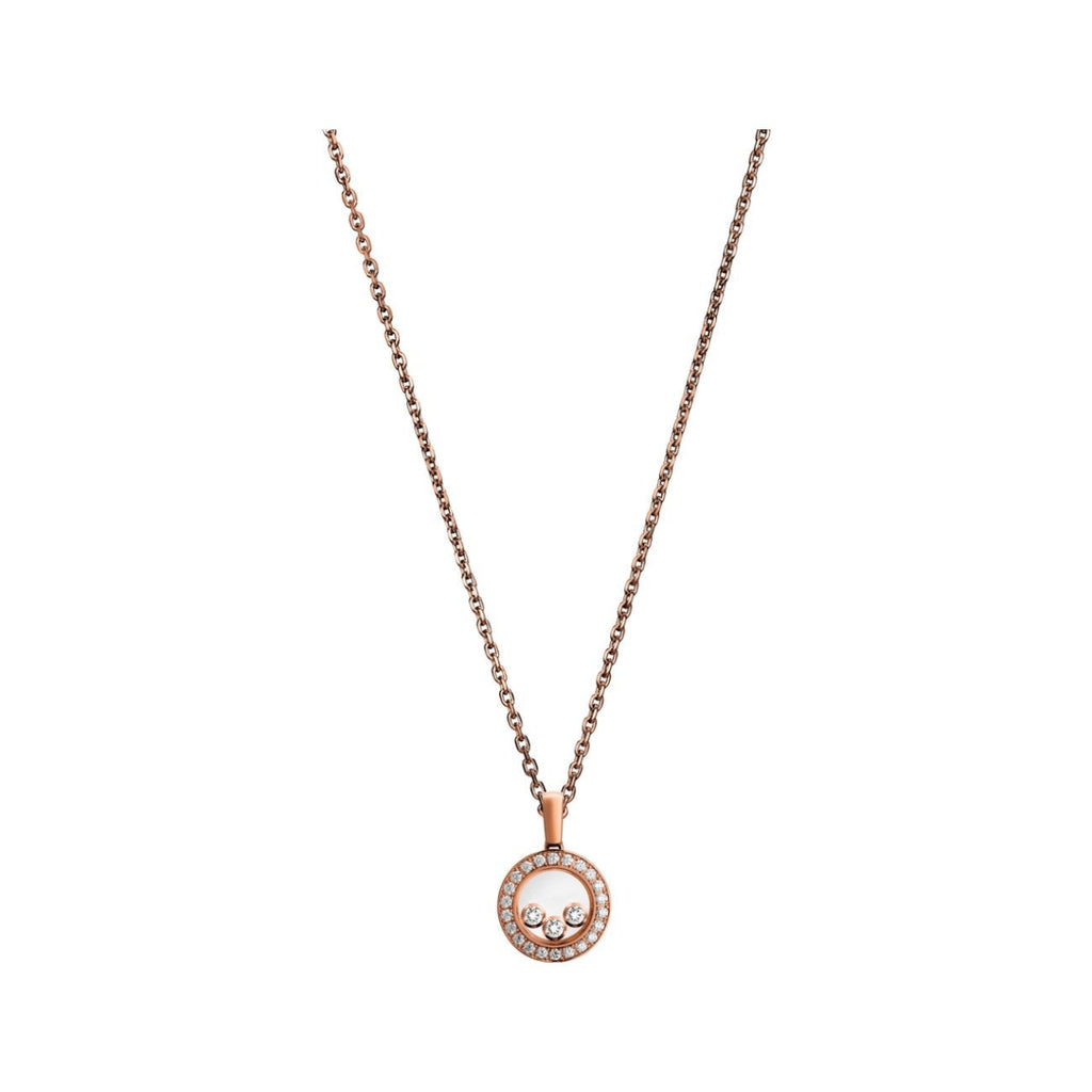 Chopard Happy Heart Cubic Zirconia Pink Gold Necklace
