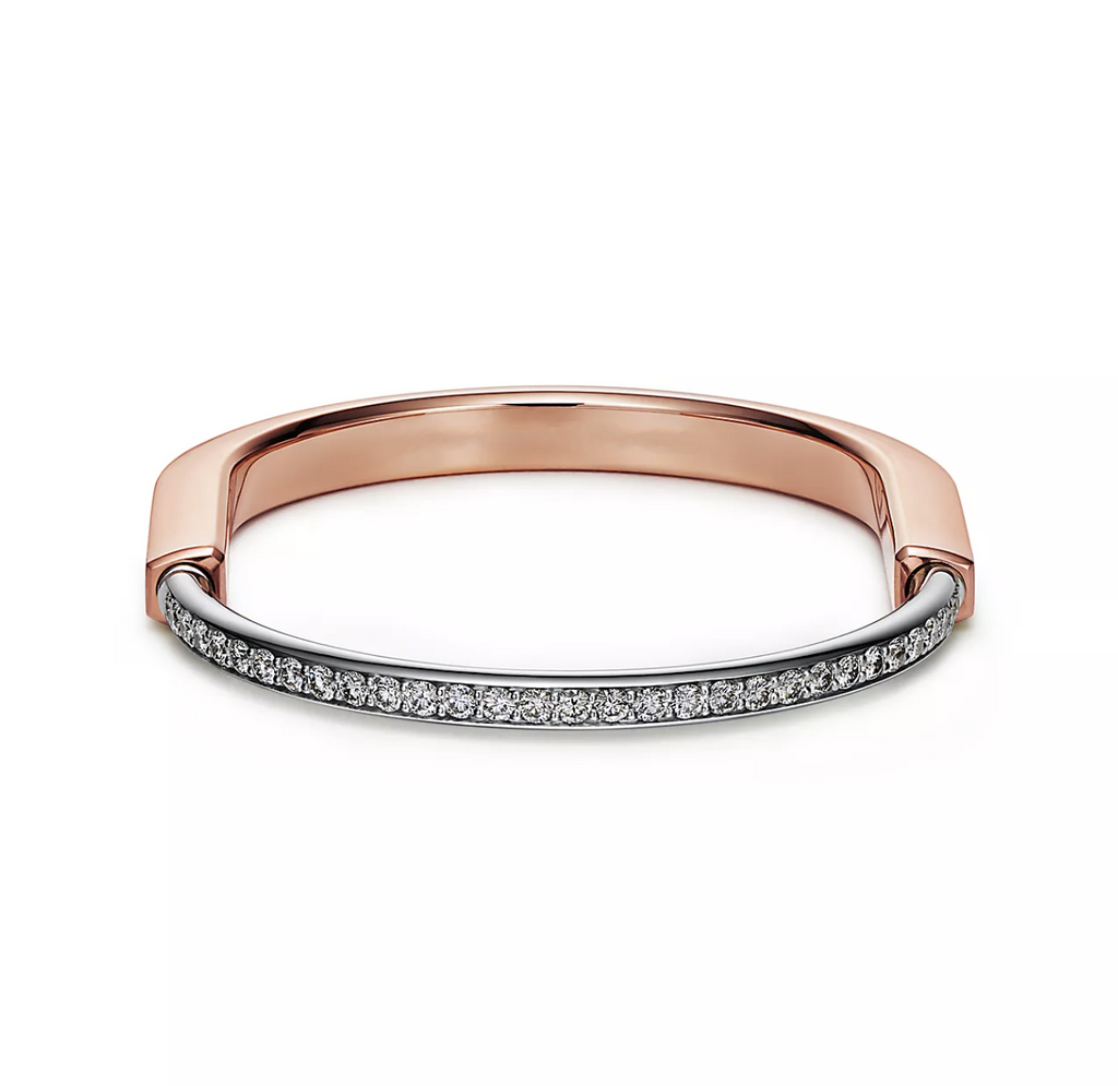 Tiffany Lock Bracelet Rose and White Gold Cubic Zirconia