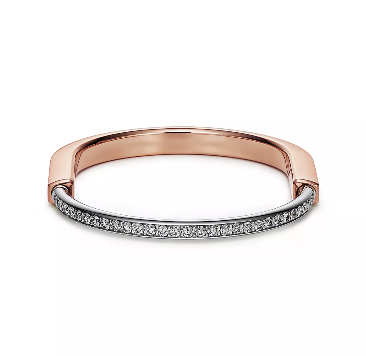 Tiffany Lock Bracelet Rose and White Gold Cubic Zirconia