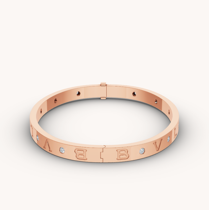 Bvlgari Zero 1 Pink Gold 12 Diamonds Bracelet