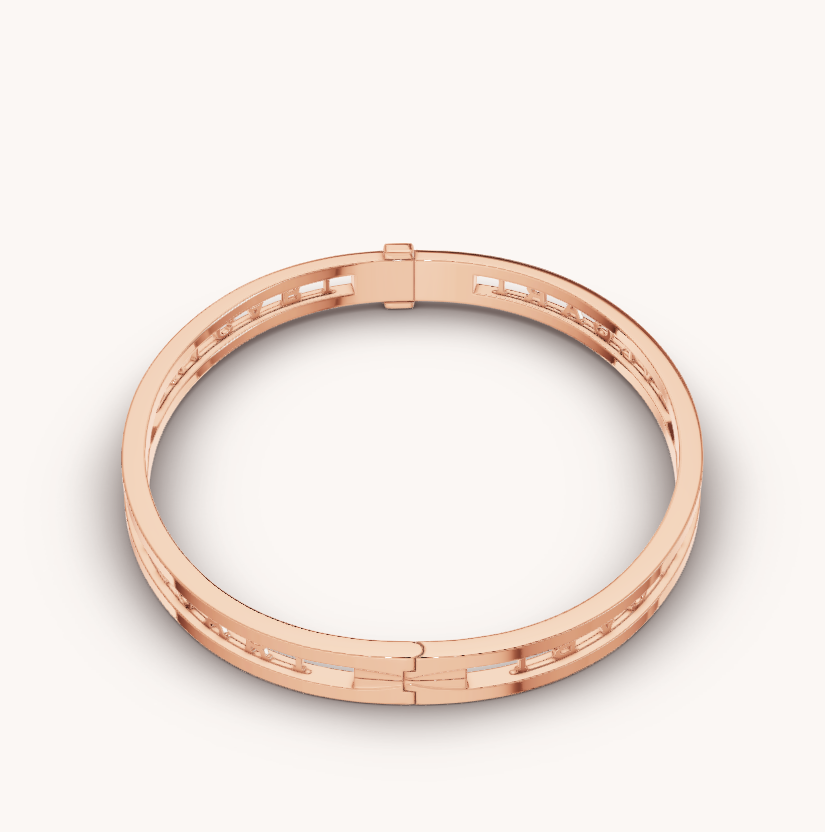 Bvlgari Zero 1 Spiral Logo Pink Gold Bracelet