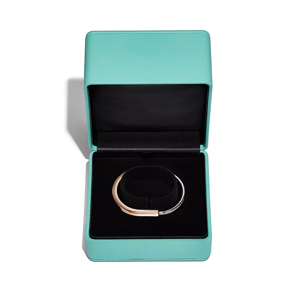 Tiffany Lock Bracelet Rose and White Gold Cubic Zirconia
