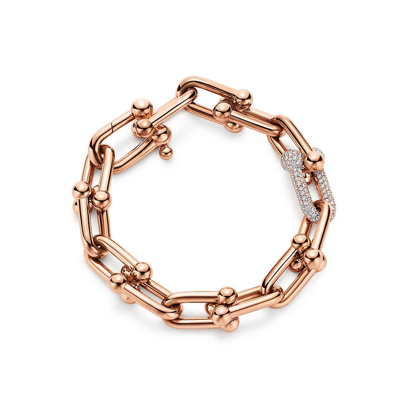 Tiffany Hardwear Bracelet Pink Gold and Silver Cubic Zirconia