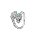Bvlgari Serpenti Ring Malachite Cubic Zirconia Double Snake