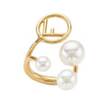 Fendi F Pearl Gold Ring