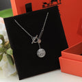Hermes HM Round Card Silver Pink Gold Drop Necklace