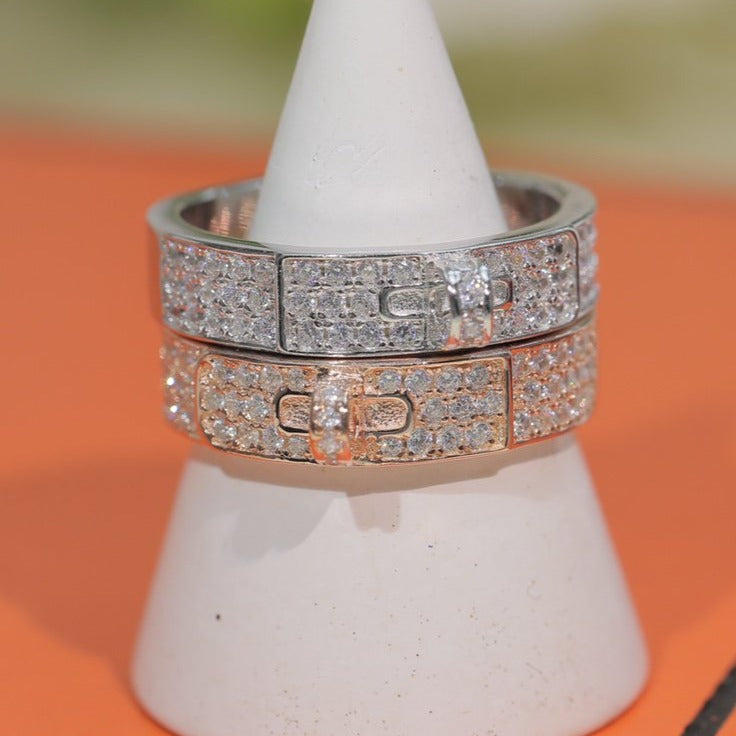 Hermes Kelly Silver Diamond Ring