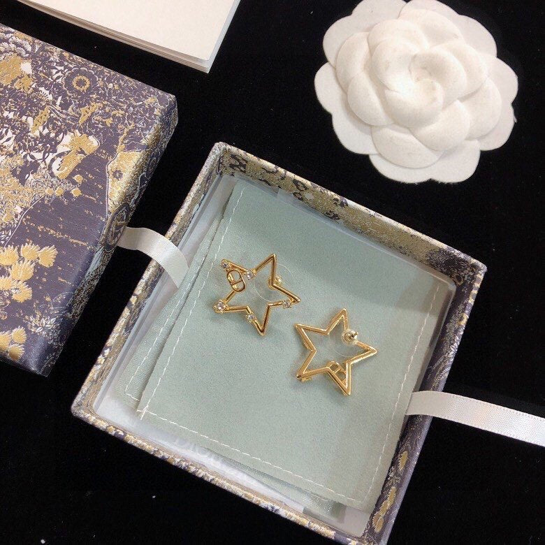 Dior CD Earrings Star Gold Diamond