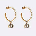 Dior Clair CD Lune Pearl Gold Diamond Earrings