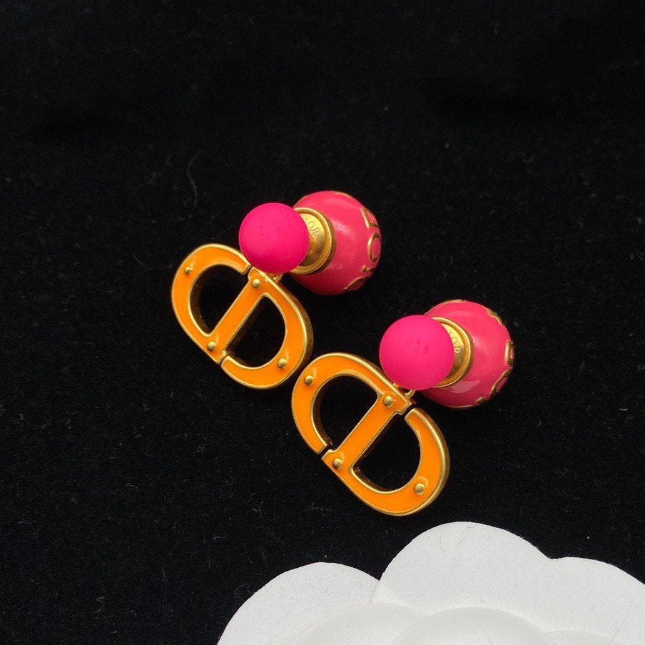 Dior CD Pearl Pink Gold Earrings