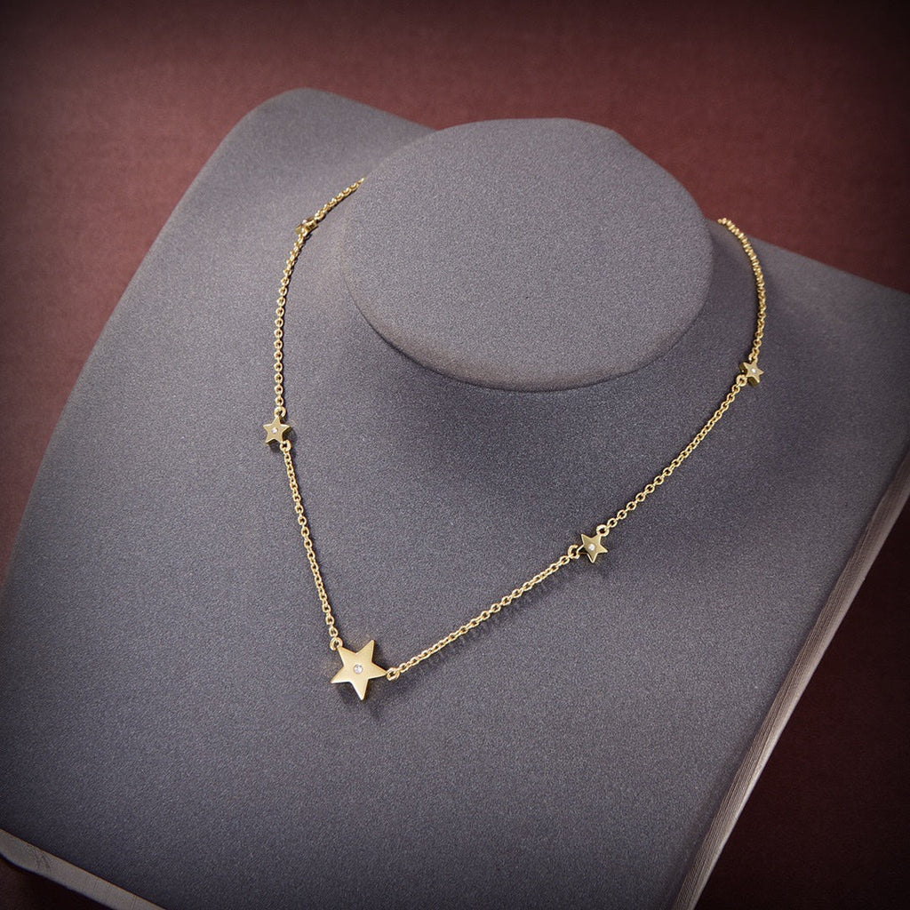 Dior CD Necklace 5 Star Gold Diamond