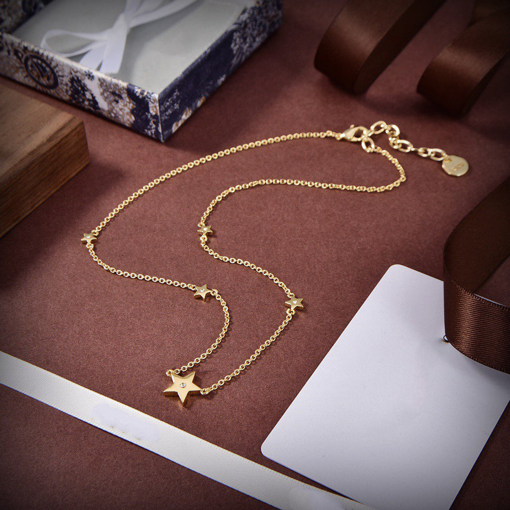 Dior CD Necklace 5 Star Gold Diamond