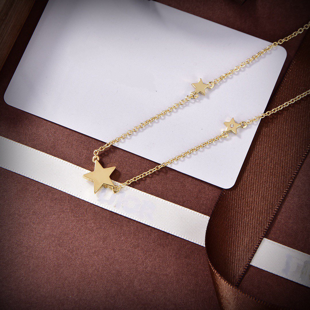 Dior CD Necklace 5 Star Gold Diamond