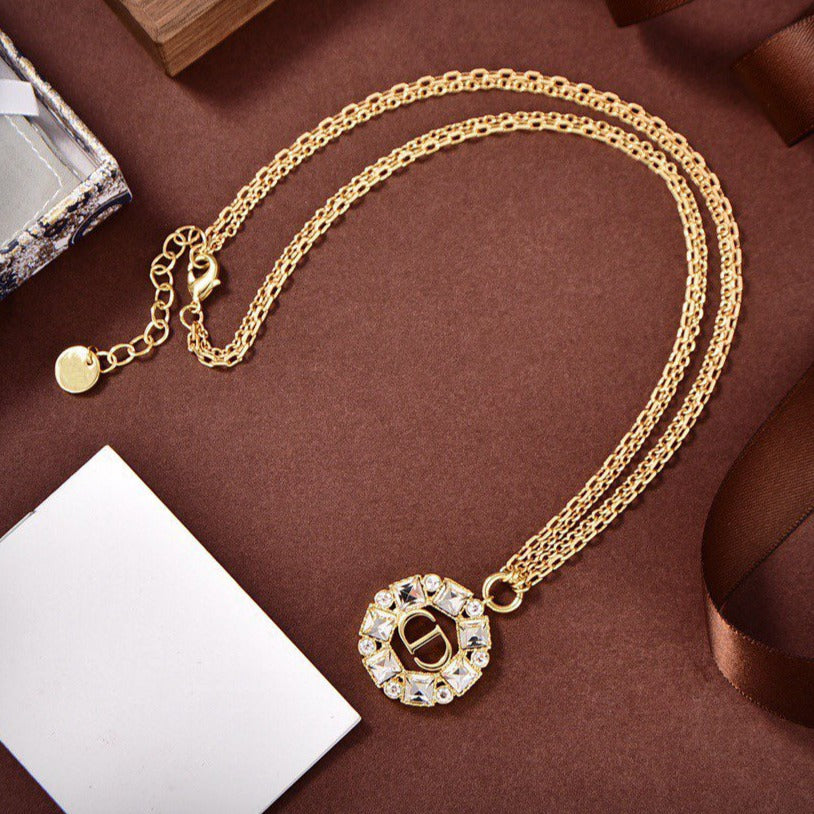 Dior CD Pendant Gold Diamond Necklace