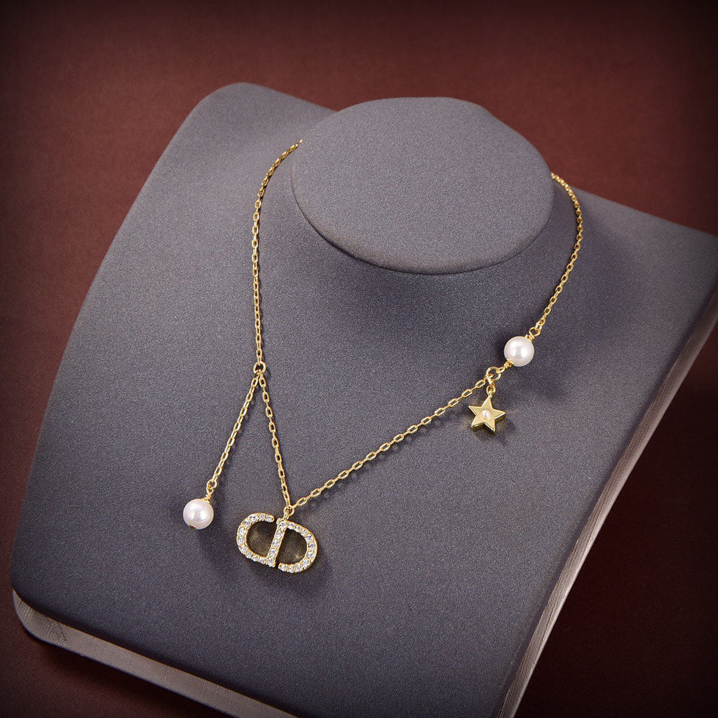 Dior CD Star Pendant Gold Diamond Necklace