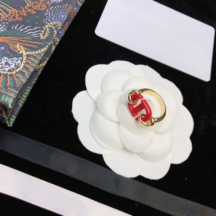 Dior CD Red and Pink Gold Ring