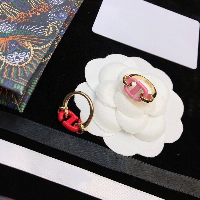 Dior CD Red and Pink Gold Ring