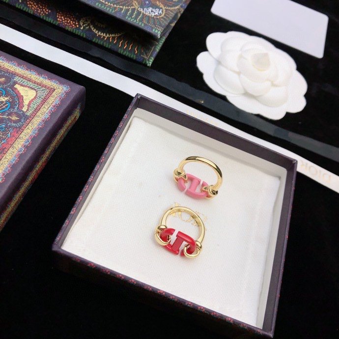 Dior CD Red and Pink Gold Ring