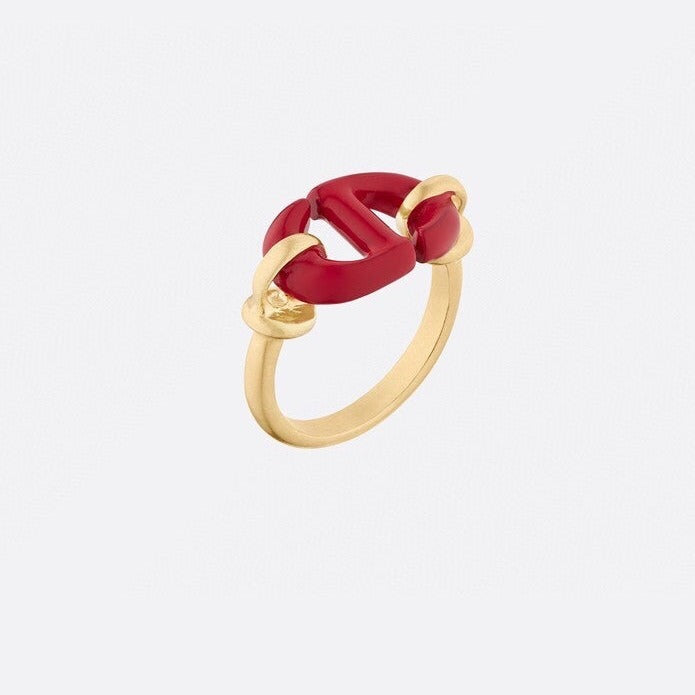 Dior CD Red and Pink Gold Ring