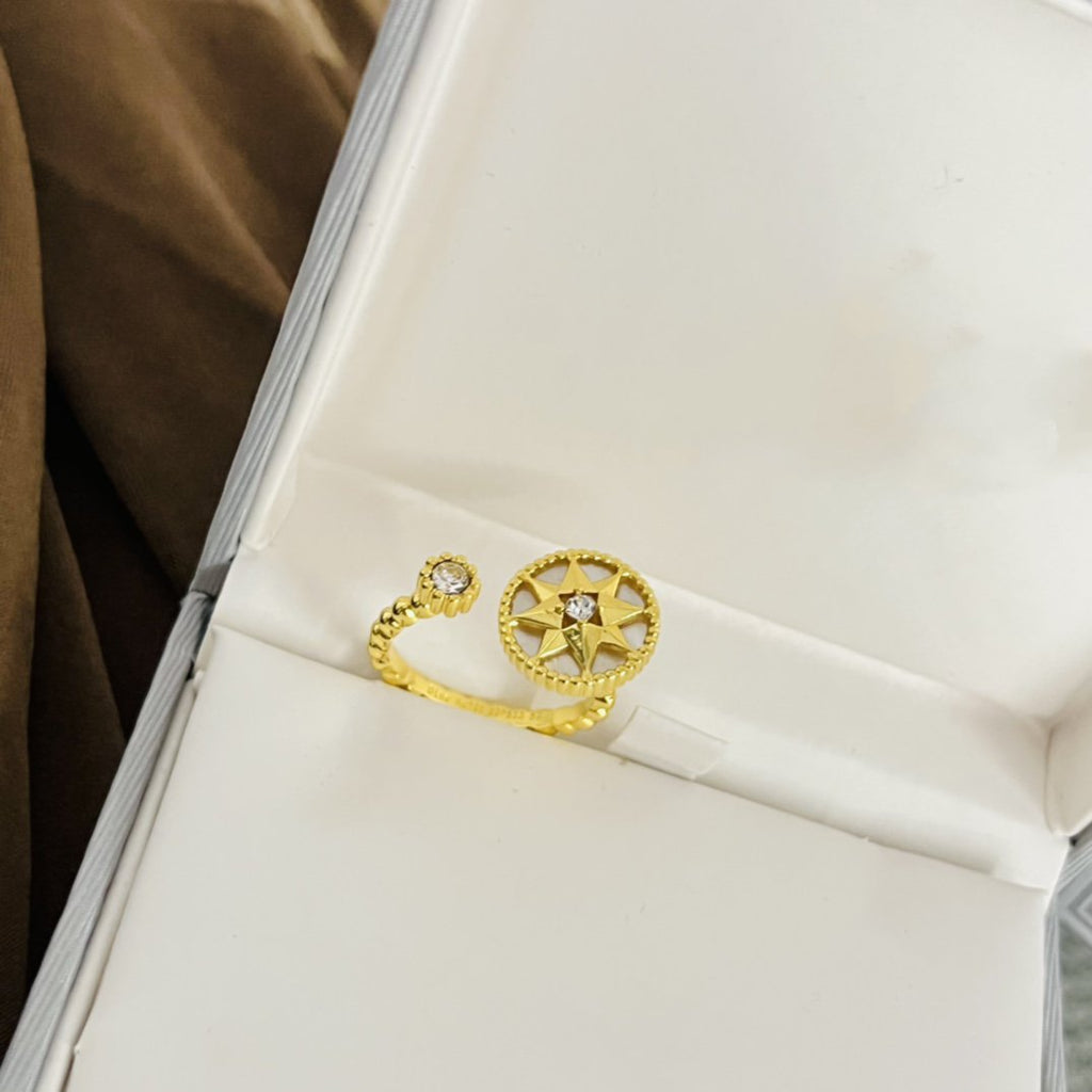 Dior Rose Des Vents Ring Gold Cubic Zirconia