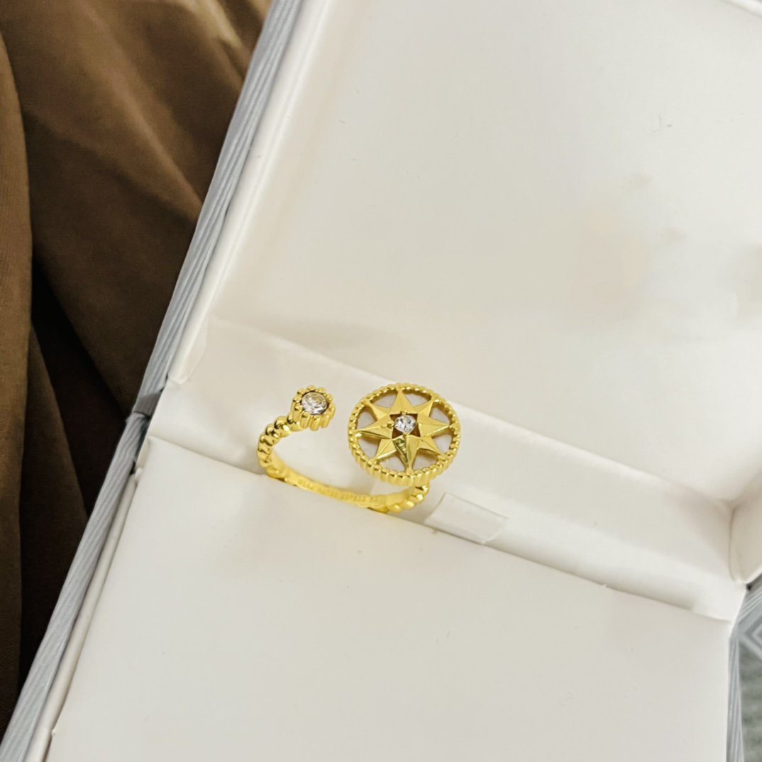 Dior Rose Des Vents Ring Gold Cubic Zirconia