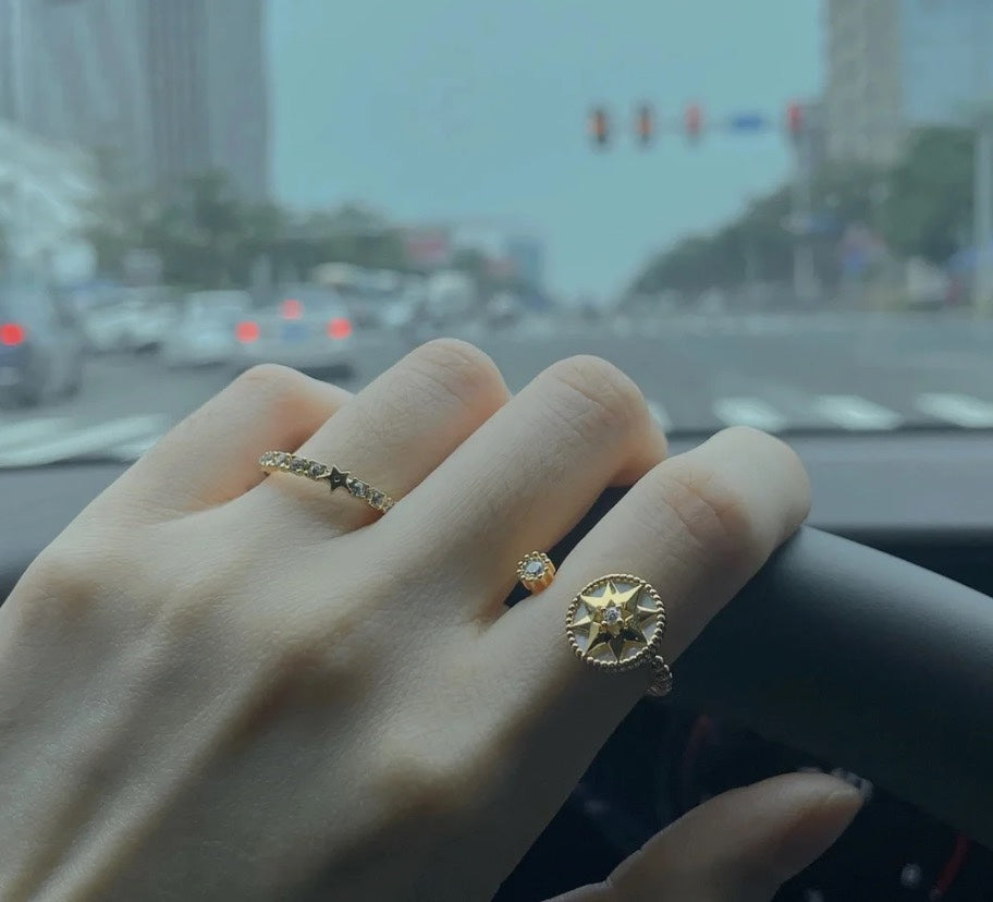 Dior Rose Des Vents Ring Gold Cubic Zirconia