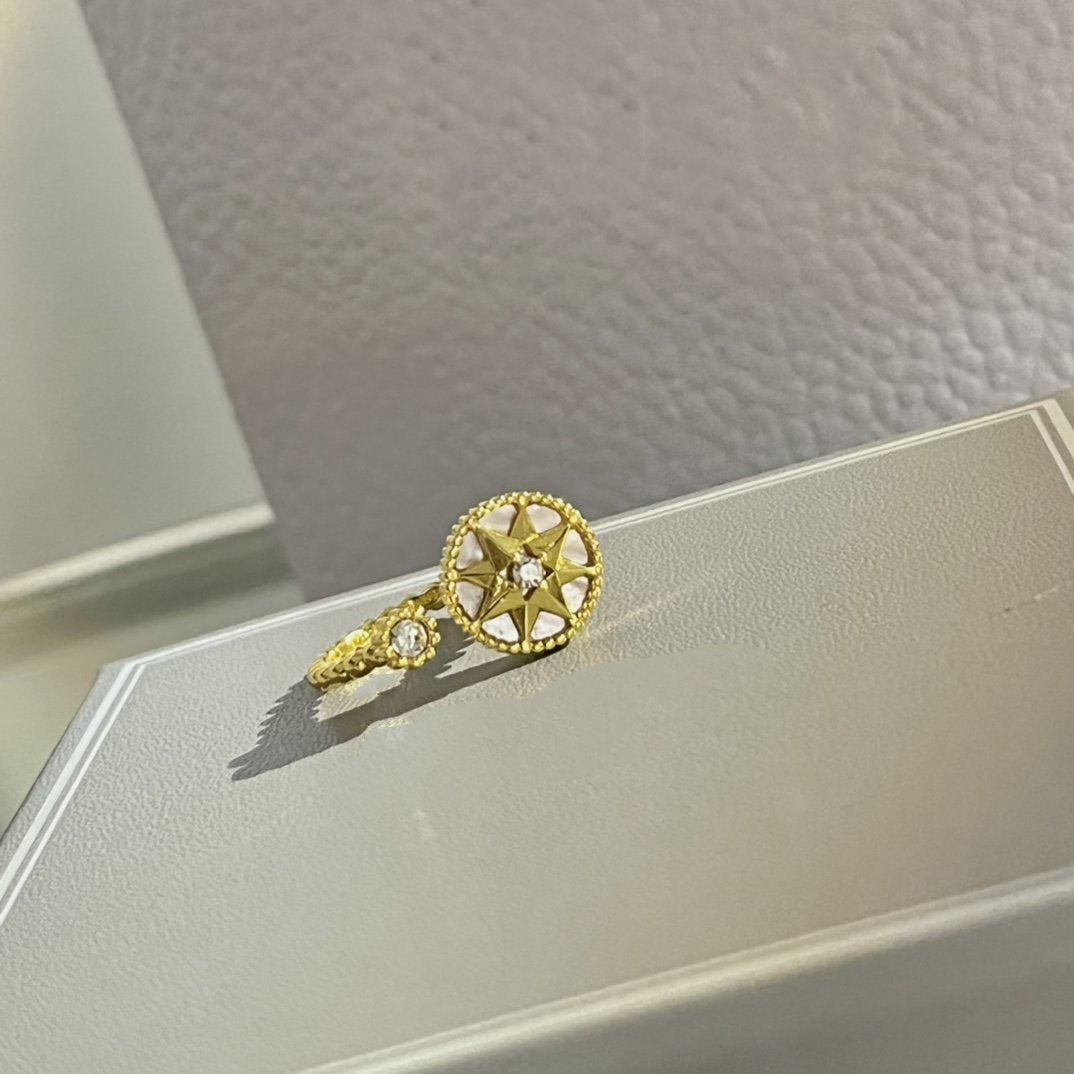 Dior Rose Des Vents Ring Gold Cubic Zirconia