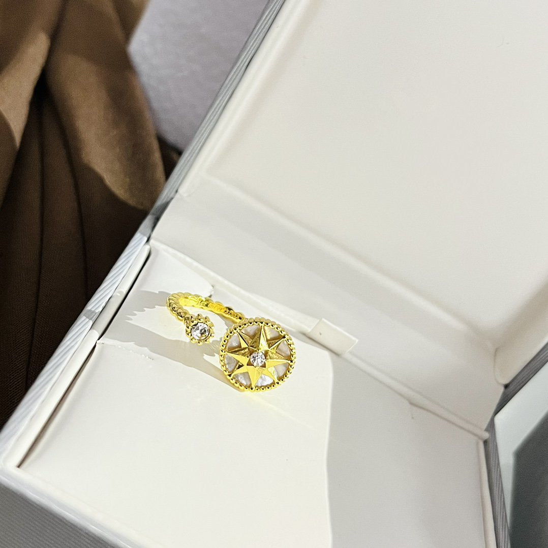 Dior Rose Des Vents Ring Gold Cubic Zirconia