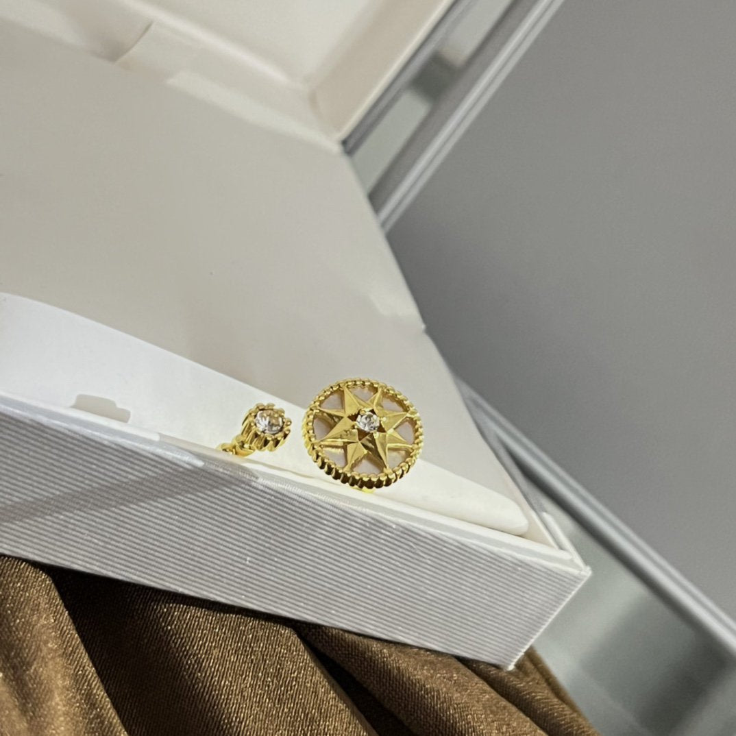 Dior Rose Des Vents Ring Gold Cubic Zirconia