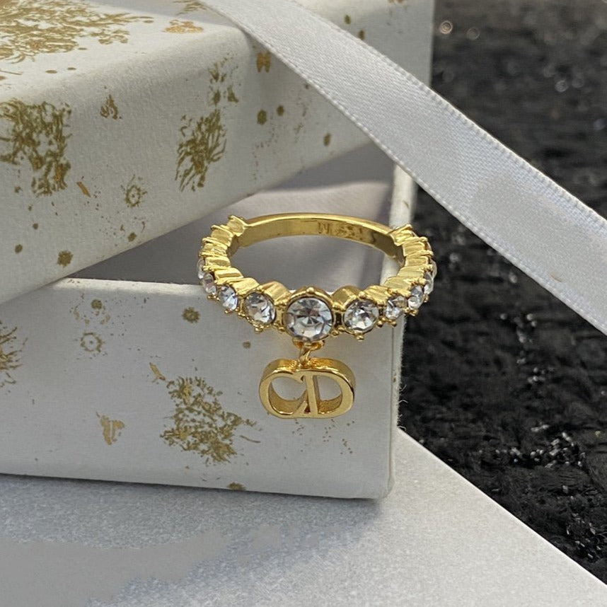 Dior CD Ring Gold Cubic Zirconia