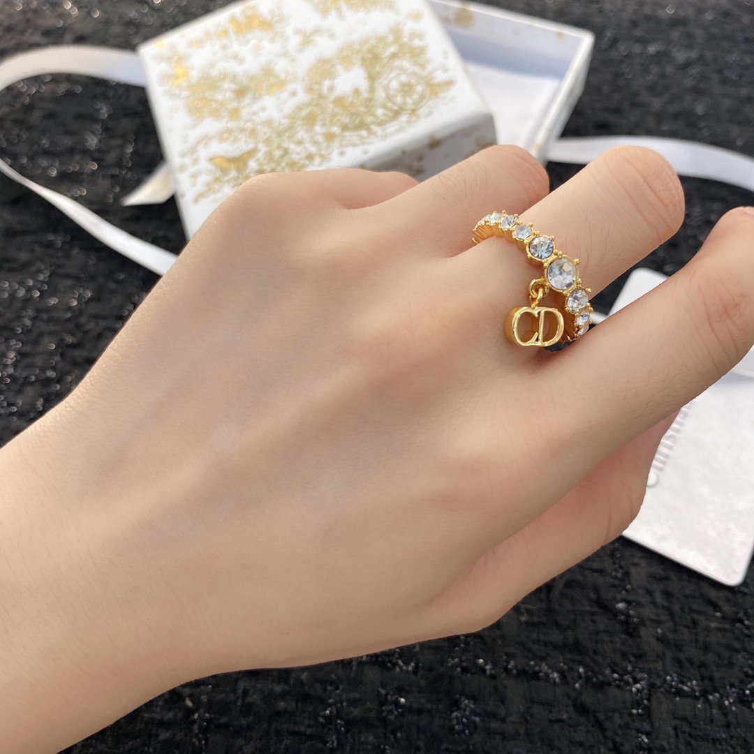 Dior CD Ring Gold Cubic Zirconia
