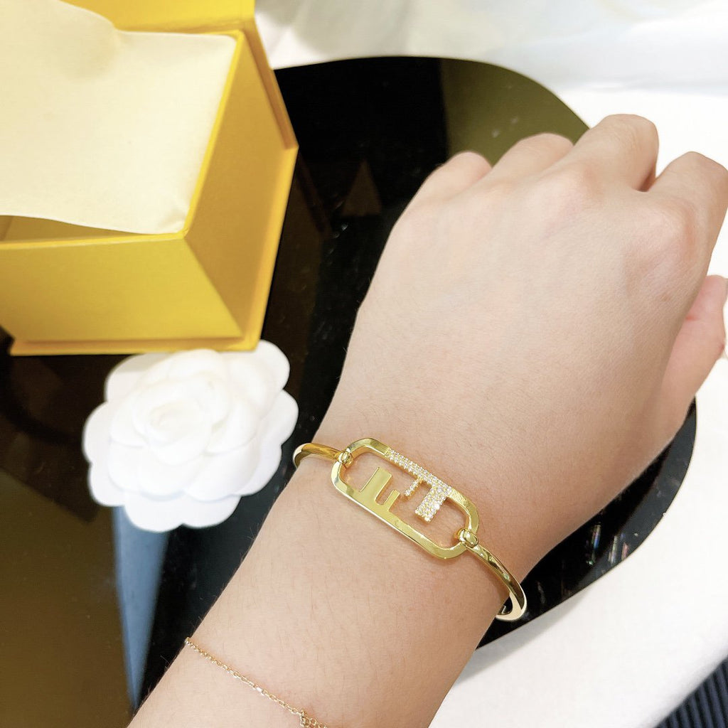 Fendi O'Lock Gold Diamond Bracelet