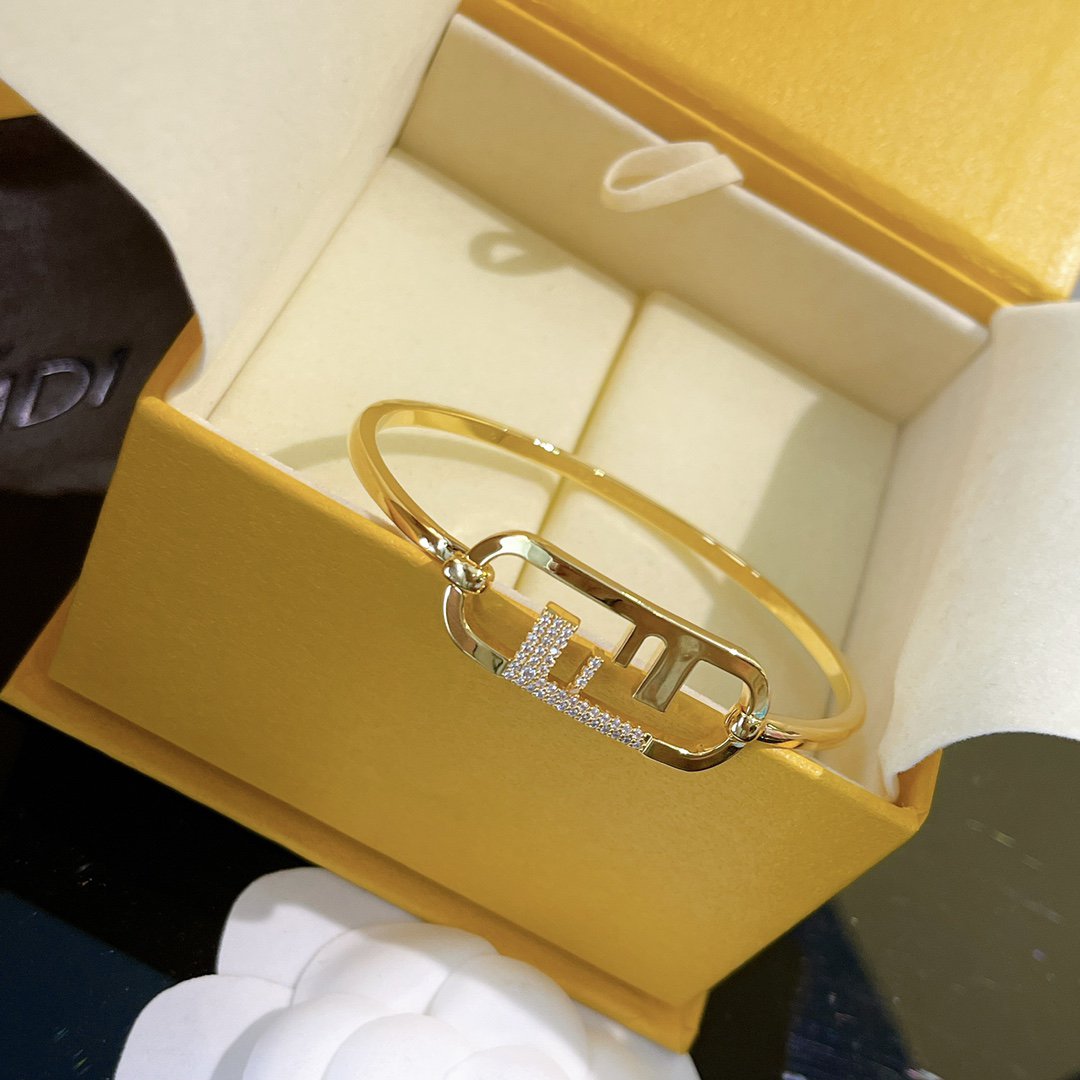 Fendi O'Lock Gold Diamond Bracelet