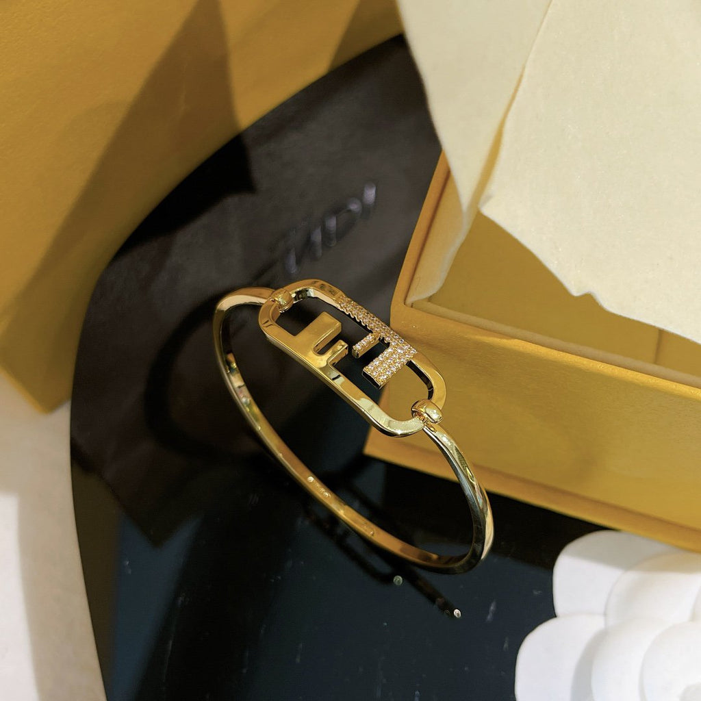 Fendi O'Lock Gold Diamond Bracelet